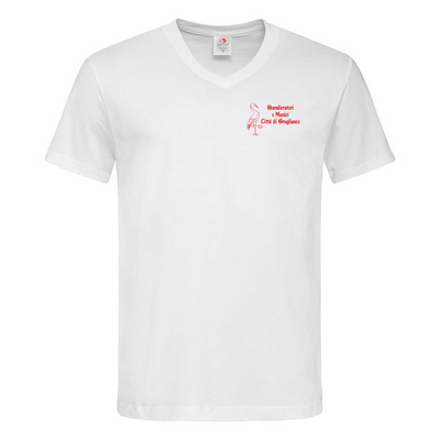 T-SHIRT CON LOGO CUORE COLLO A V - STAFF